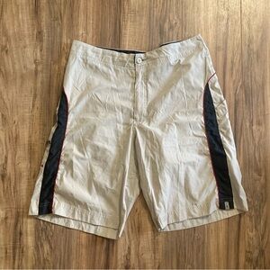 Royal Robbins‎ Shorts Mens Sz 36 Bone Color Black Stripe Outdoor Travel Hiking